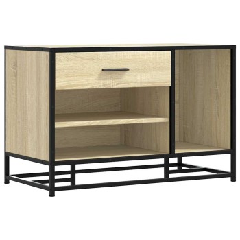 Cipőpad sonoma tölgy 80x40x53,5 cm gépelt fa és fém