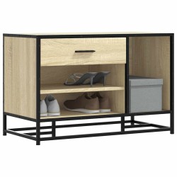 Cipőpad sonoma tölgy 80x40x53,5 cm gépelt fa és fém