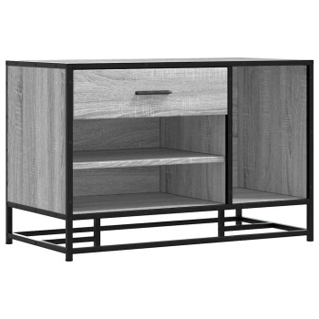 Cipőpad szürke sonoma 80x40x53,5 cm gépi fa és fém