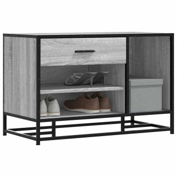 Cipőpad szürke sonoma 80x40x53,5 cm gépi fa és fém