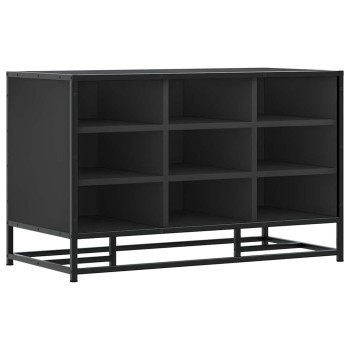 Cipőpad fekete 84x40x53,5 cm fából és fémből készült pad
