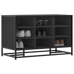 Cipőpad fekete 84x40x53,5 cm fából és fémből készült pad