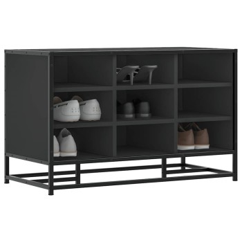 Cipőpad fekete 84x40x53,5 cm fából és fémből készült pad