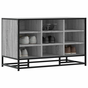 Cipőpad szürke sonoma 84x40x53,5 cm gépi fa és fém
