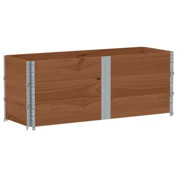 3 db barna tömör fenyőfa raklapmagasító 150 x 50 cm