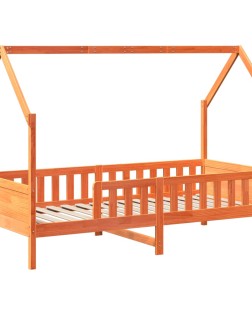 Viaszbarna tömör fenyőfa házikó gyerekágykeret 80 x 200 cm