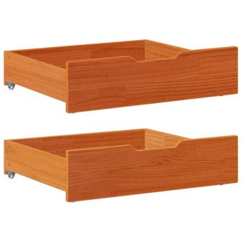 2 db viaszbarna tömör fenyőfa ágy alatti fiók 75 x 55 x 17 cm