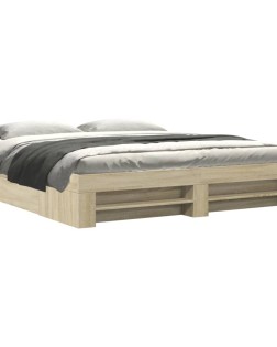 Sonoma tölgyszínű szerelt fa ágykeret matrac nélkül 200x200 cm
