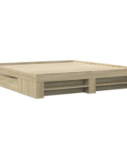 Sonoma tölgyszínű szerelt fa ágykeret matrac nélkül 200x200 cm