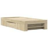Sonoma tölgy színű szerelt fa ágykeret matrac nélkül 100x200 cm