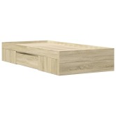 Sonoma tölgy színű szerelt fa ágykeret matrac nélkül 100x200 cm