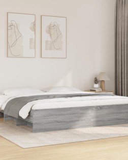 Sonoma tölgyszínű szerelt fa ágykeret 200 x 200 cm