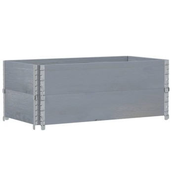 2 db szürke tömör fenyőfa raklapmagasító 100 x 50 cm