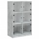 Betonszürke szerelt fa magasszekrény ajtókkal 68 x 37 x 109 cm
