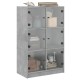 Betonszürke szerelt fa magasszekrény ajtókkal 68 x 37 x 109 cm