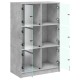 Betonszürke szerelt fa magasszekrény ajtókkal 68 x 37 x 109 cm