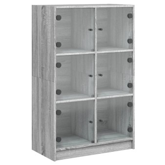 Szürke sonoma színű magasszekrény ajtókkal 68 x 37 x 109 cm
