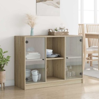 Sonoma tölgy színű szerelt fa tálalóasztal 102x37x75,5 cm
