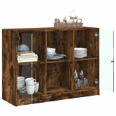 Füstös tölgy színű szerelt fa tálalószekrény 102x37x75,5 cm