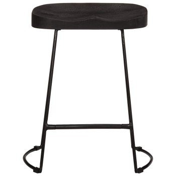 Bárszékek 2 db fekete 46x38x52 cm tömör fa mango