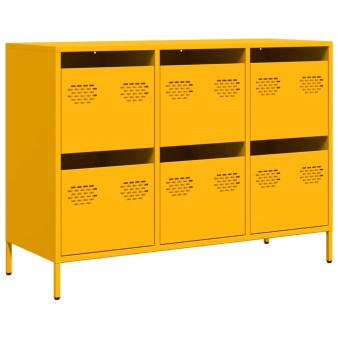 Mustársárga hideghengerelt acél tálalószekrény 101,5x39x73,5 cm