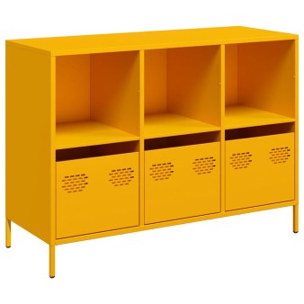 Mustársárga hideghengerelt acél tálalószekrény 101,5x39x73,5 cm