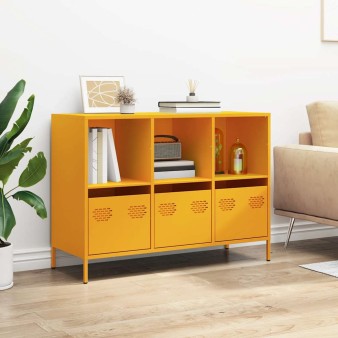 Mustársárga hideghengerelt acél tálalószekrény 101,5x39x73,5 cm