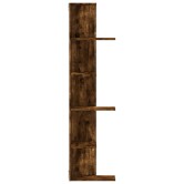 Füstös tölgy szerelt fa fali sarokpolc 36,5 x 36,5 x 140 cm