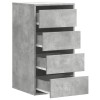 Betonszürke szerelt fa fiókos sarokszekrény 40 x 41 x 76 cm