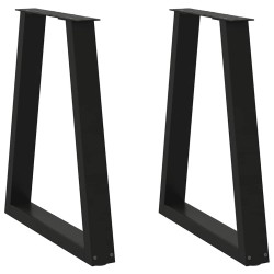 2 db fekete acél dohányzóasztal lábak v-alakú 50x(72-73) cm