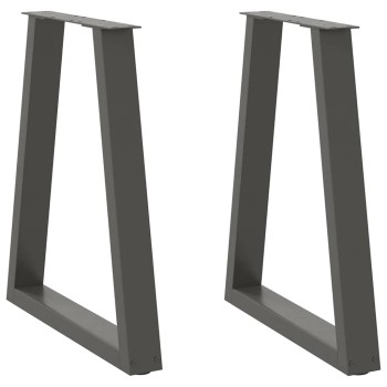 2 db antracitszürke, v-alakú acél étkezőasztalláb 50x(72-73,3) cm