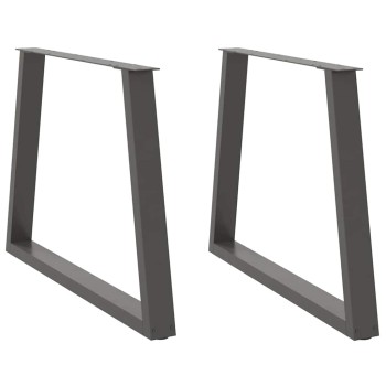 2 db antracitszürke étkezőasztal v-alakú láb 100 x (72-73,3) cm acél étkezőasztal láb