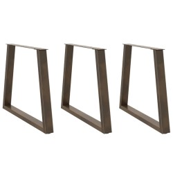 Étkezőasztal lábak v-alakú 3 db natúr acél 80x(72-73,3)cm acél