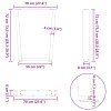 2 db fekete, v-alakú acél étkezőasztal láb 70 x (72-73,3) cm