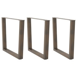 Étkezőasztal lábak v-alakú 3 db natúr acél 90x(72-73,3)cm acél