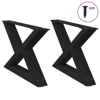 2 db fekete acél dohányzóasztal láb 60 x (30-31,3) cm