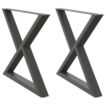 2 db antracitszürke acél étkezőasztalláb 90 x (72-73,3) cm