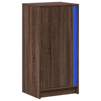 Barna tölgy szerelt fa led-es tálalószekrény 42,5 x 34 x 85 cm
