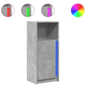 Betonszürke szerelt fa led-es tálalószekrény 42,5 x 34 x 100 cm