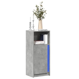 Betonszürke szerelt fa led-es tálalószekrény 42,5 x 34 x 100 cm