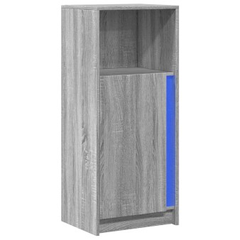 Szürke sonoma szerelt fa tálalószekrény led-del 42,5x34x100 cm
