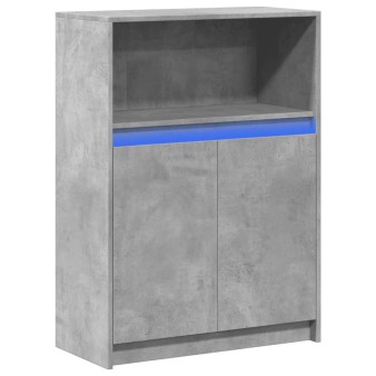 Betonszürke szerelt fa tálalószekrény led-del 72x34x100 cm