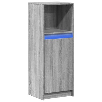 Szürke sonoma szerelt fa tálalószekrény led-del 38x34x100 cm