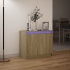 Sonoma tölgy szerelt fa tálalószekrény led-del 72 x 34 x 61 cm