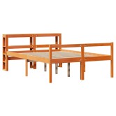 Viaszbarna tömör fenyőfa ágykeret fejtámlával 120 x 200 cm