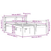 Viaszbarna tömör fenyőfa ágykeret fejtámlával 120 x 200 cm