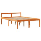 Viaszbarna tömör fenyőfa ágykeret fejtámlával 120 x 200 cm
