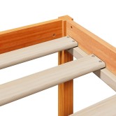 Viaszbarna tömör fenyőfa ágykeret fejtámlával 120 x 200 cm
