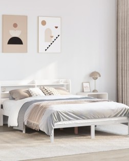 Fehér tömör fenyőfa ágy matrac nélkül 150 x 200 cm