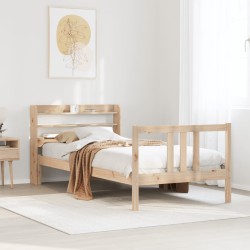 Tömör fenyőfa ágykeret fejtámlával 75 x 190 cm